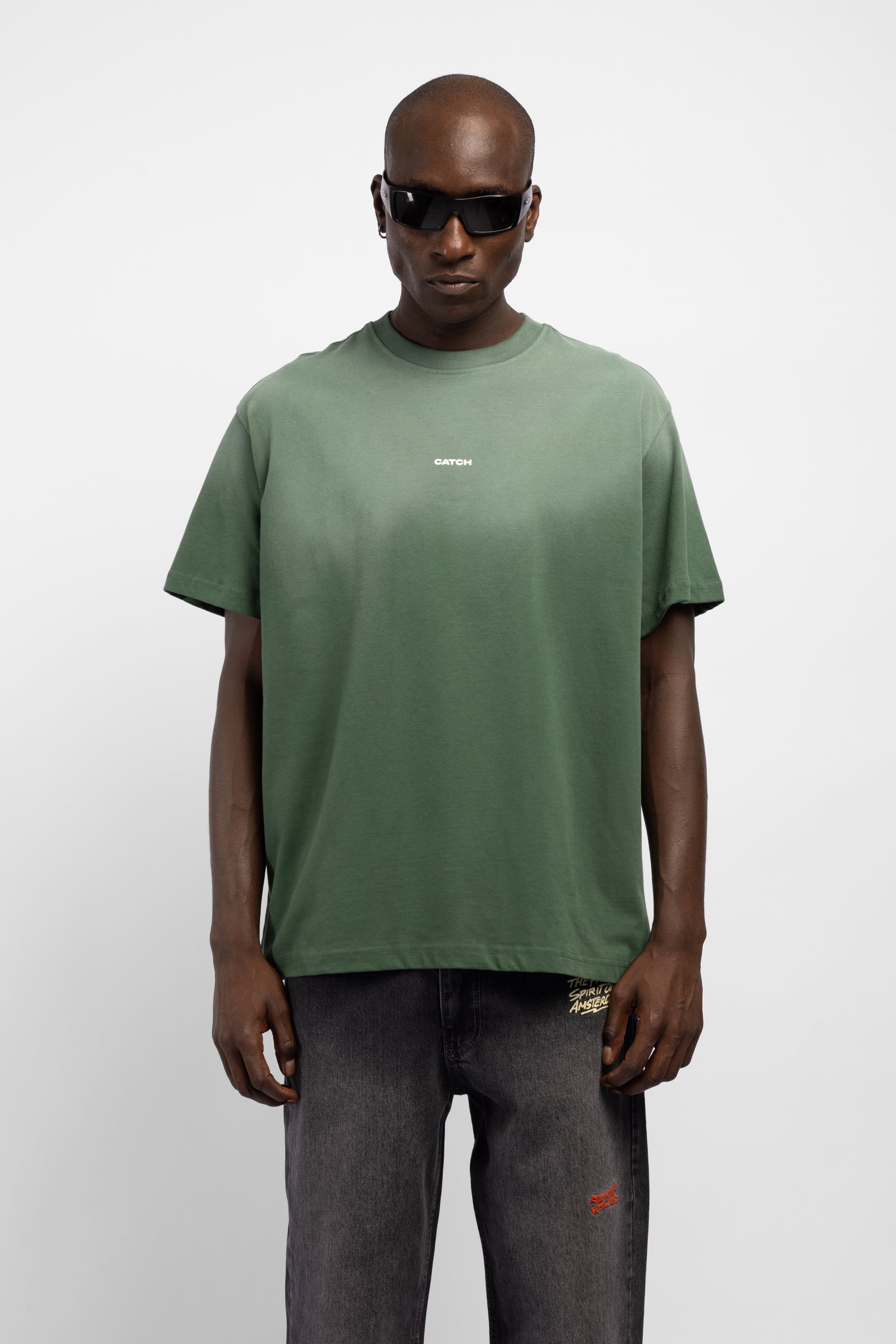 Degrade Yıkamalı Logo Baskılı T-Shirt