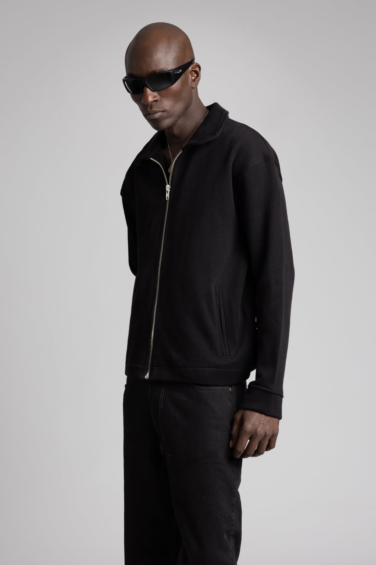 Diyagonal Fermuarlı Ceket