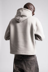 Kabartmalı Baskılı Kapüşonlu Sweatshirt
