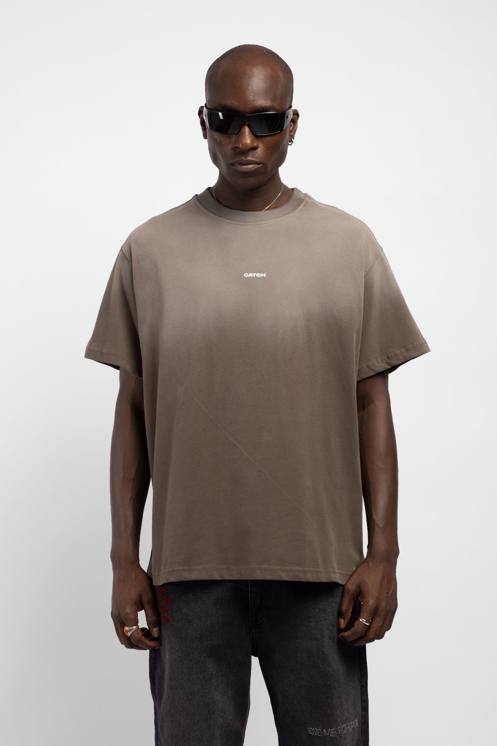 Degrade Yıkamalı Logo Baskılı T-Shirt
