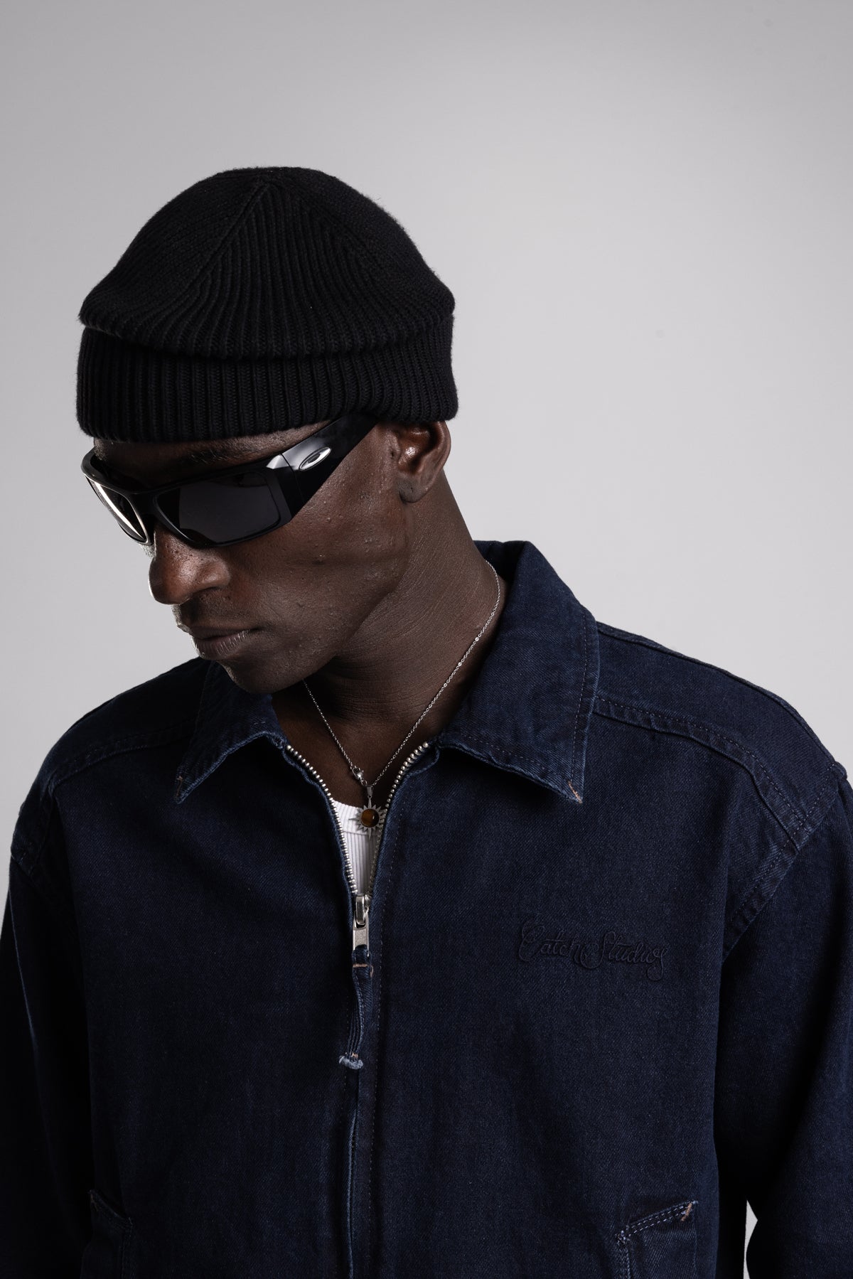 Tonal Nakış Yazı Detaylı Denim Ceket