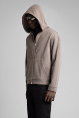 Diyagonal Kapüşonlu Fermuarlı Sweatshirt