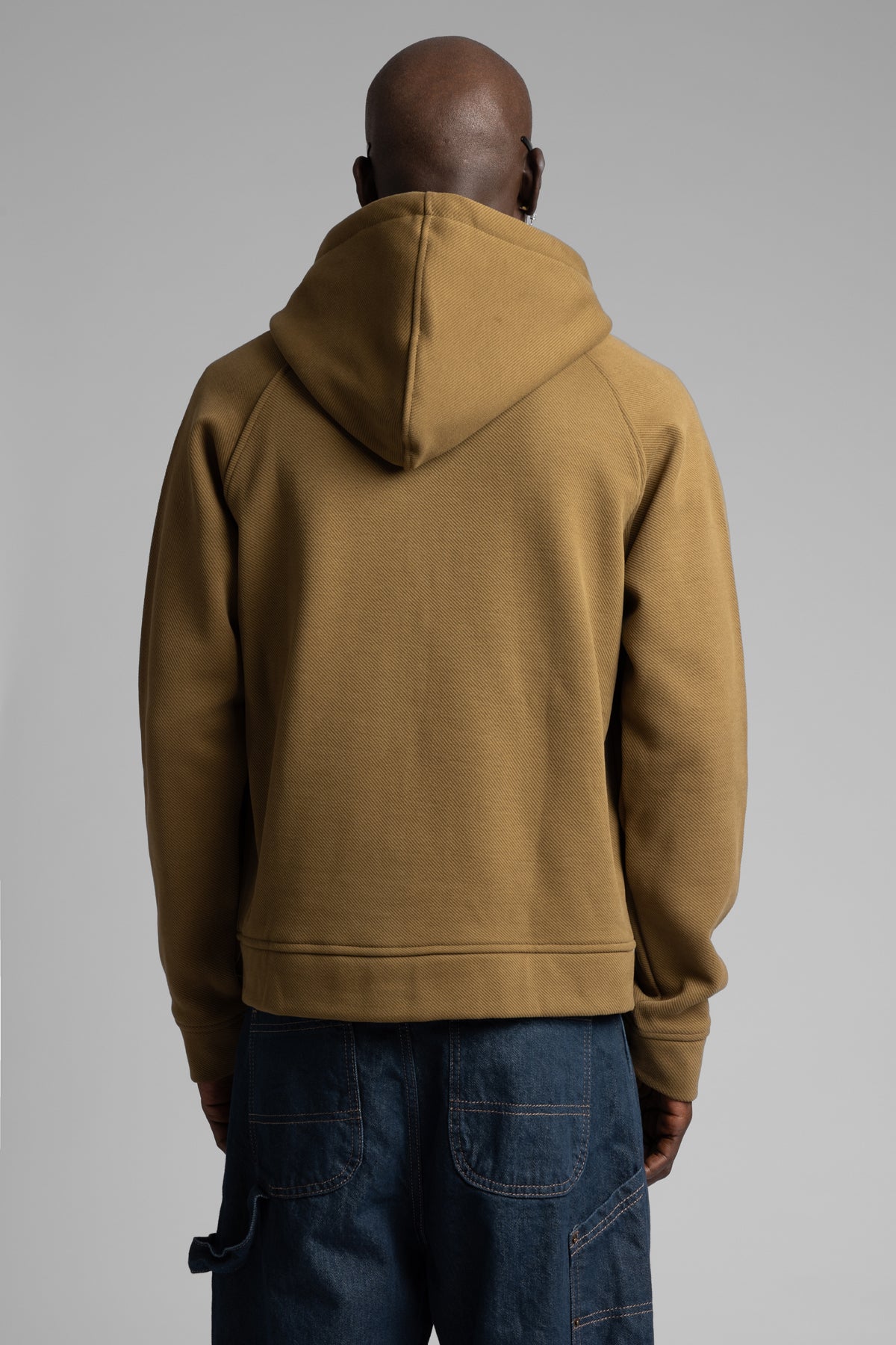 Diyagonal Dokulu Fermuarlı Kapüşonlu Sweatshirt