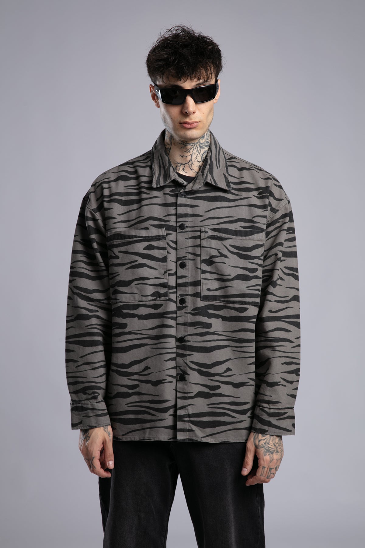 Desenli Gabardin Gömlek