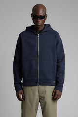 Diyagonal Dokulu Fermuarlı Kapüşonlu Sweatshirt