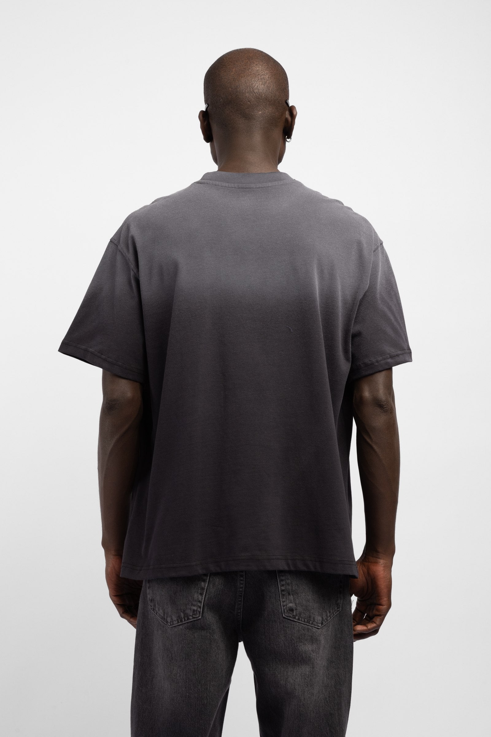 Degrade Yıkamalı Logo Baskılı T-Shirt