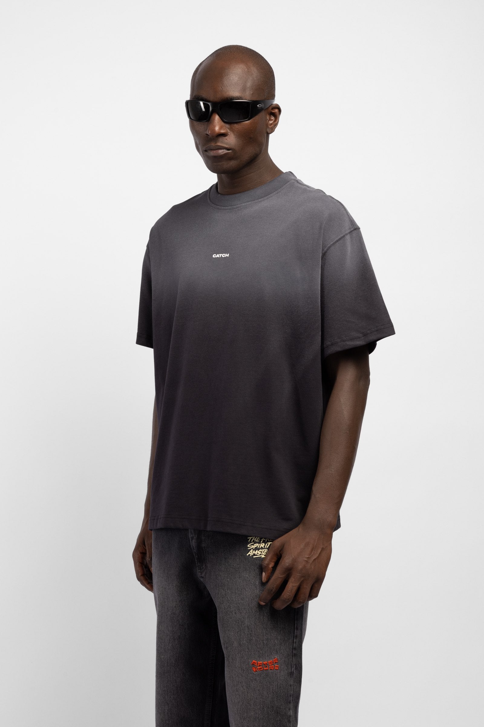 Degrade Yıkamalı Logo Baskılı T-Shirt