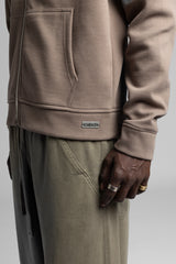 Diyagonal Dokulu Fermuarlı Kapüşonlu Sweatshirt