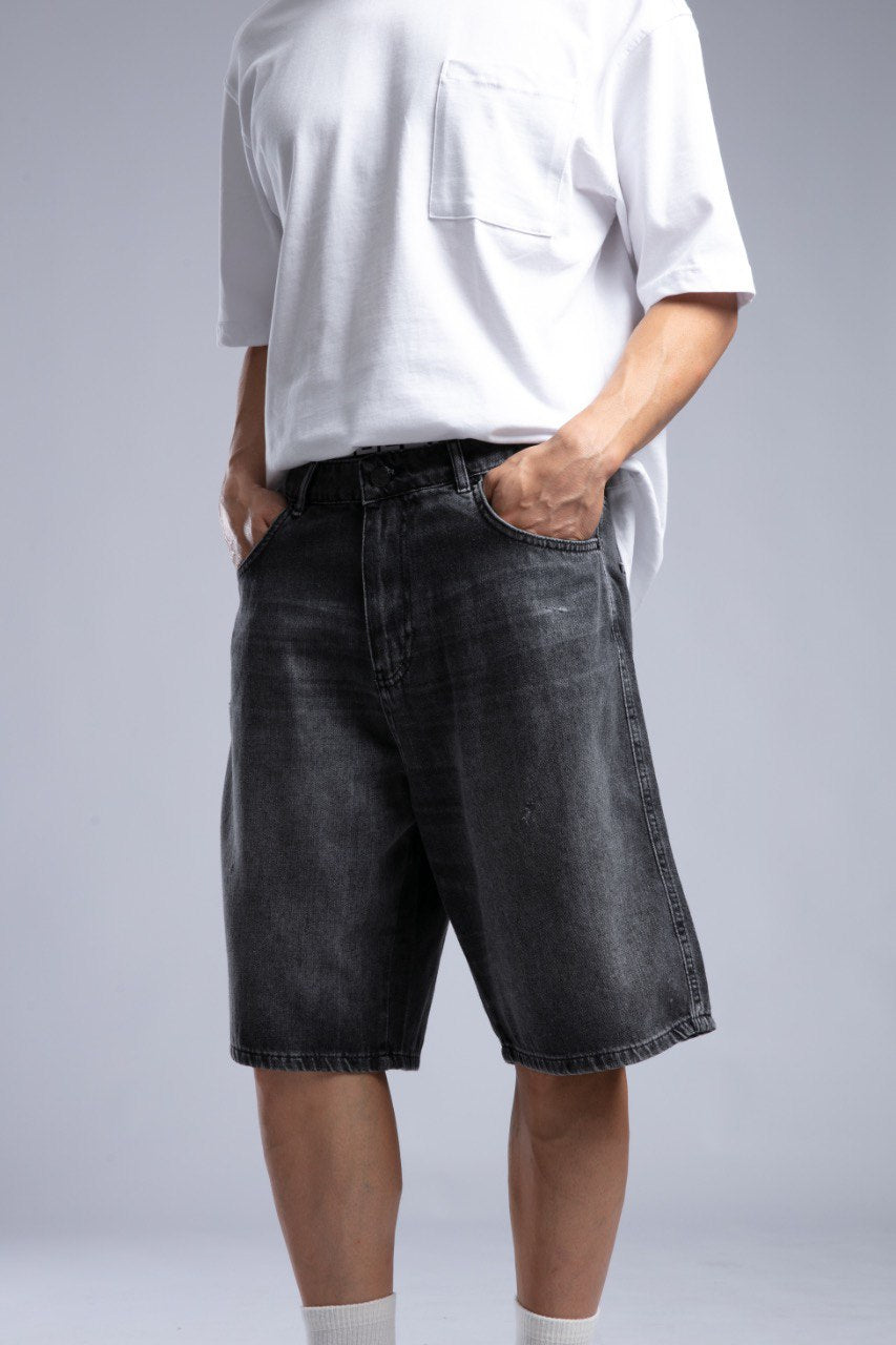 Yıkamalı Basic Denim Kapri