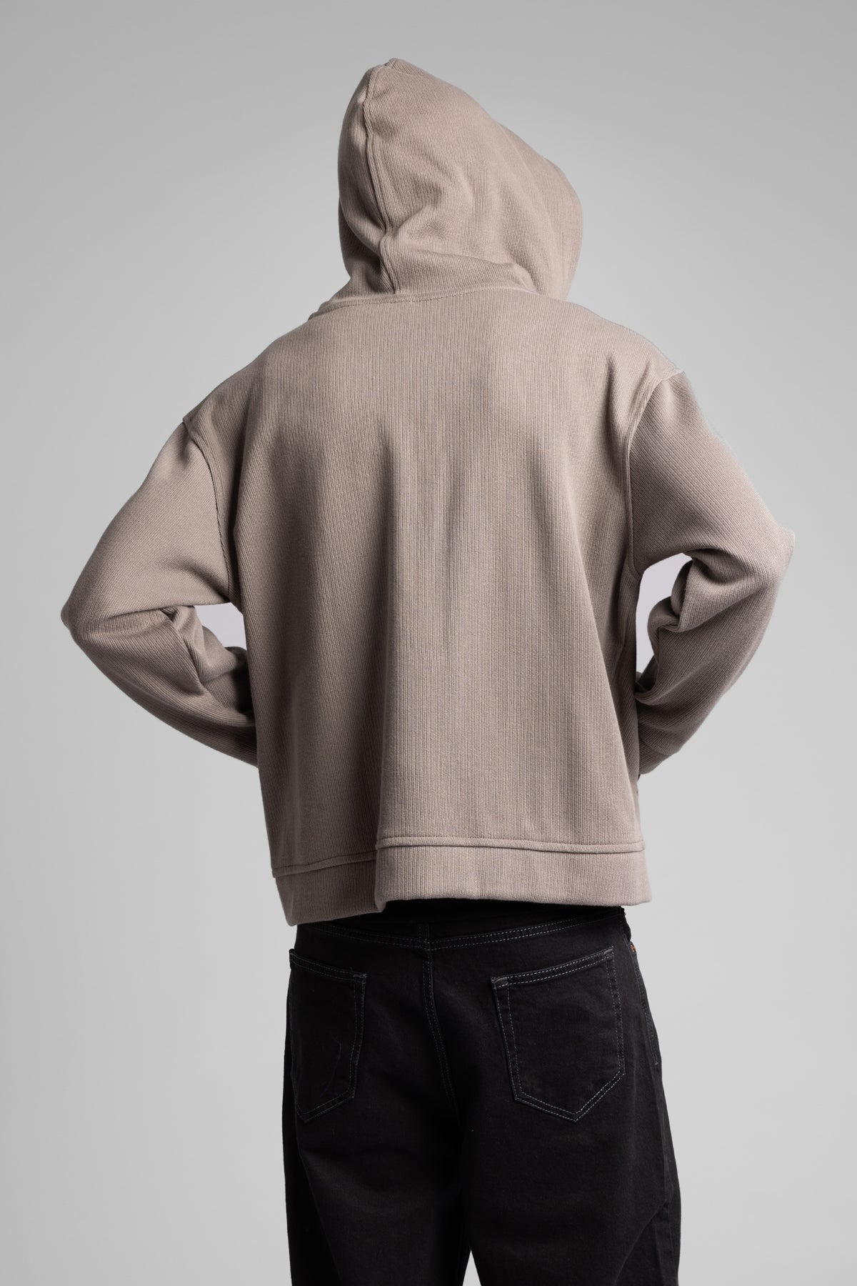 Diyagonal Kapüşonlu Fermuarlı Sweatshirt