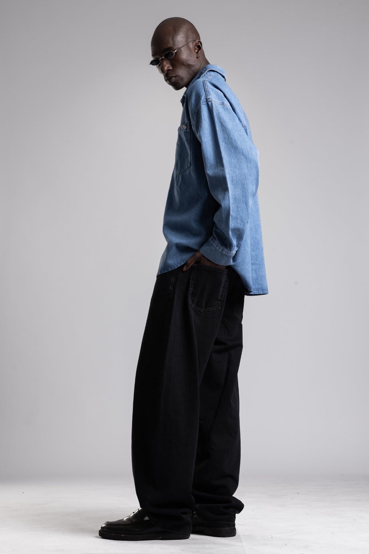 Metal Snap Düğmeli Denim Gömlek