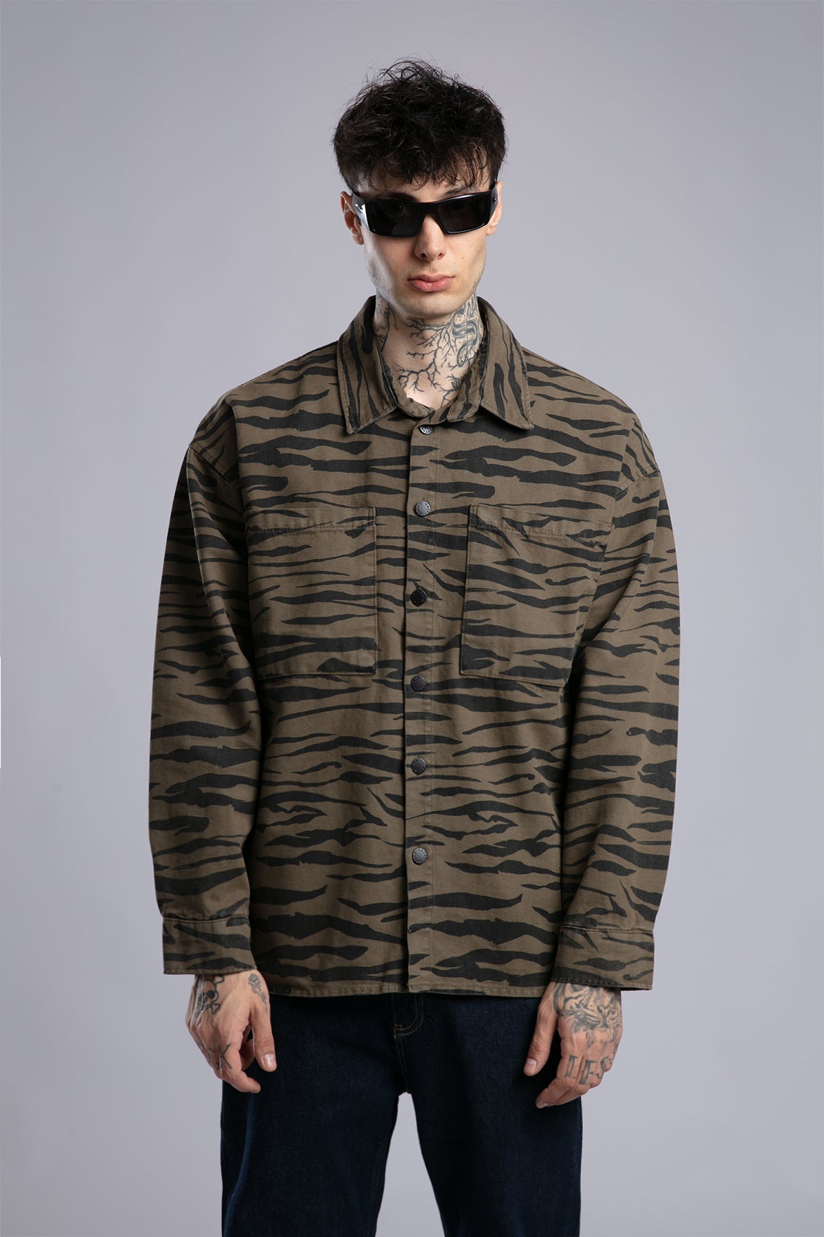 Desenli Gabardin Gömlek