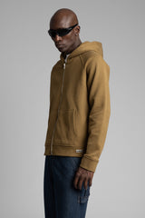 Diyagonal Dokulu Fermuarlı Kapüşonlu Sweatshirt