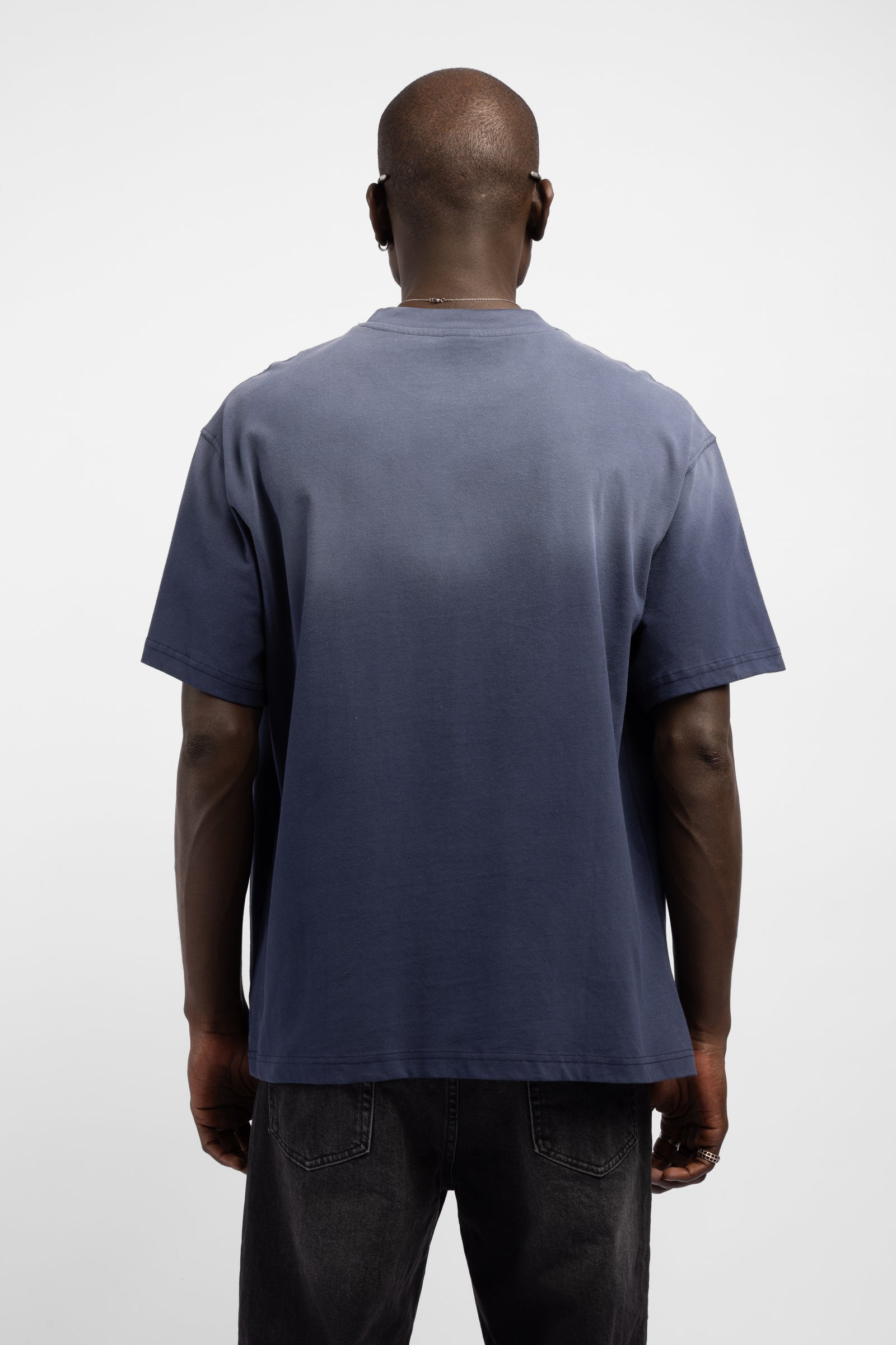 Degrade Yıkamalı Logo Baskılı T-Shirt