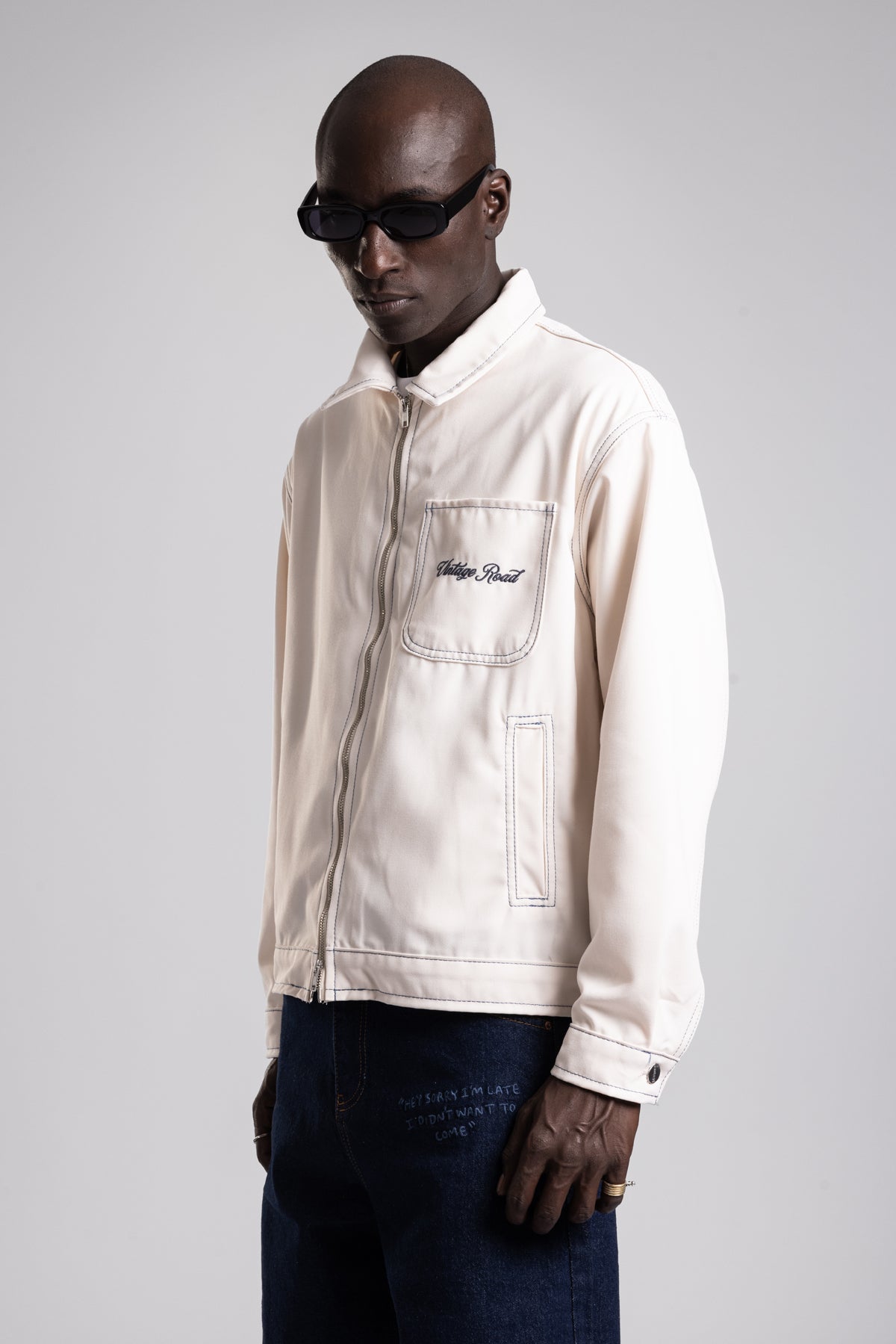 Nakış Yazı Detaylı Vintage Ceket