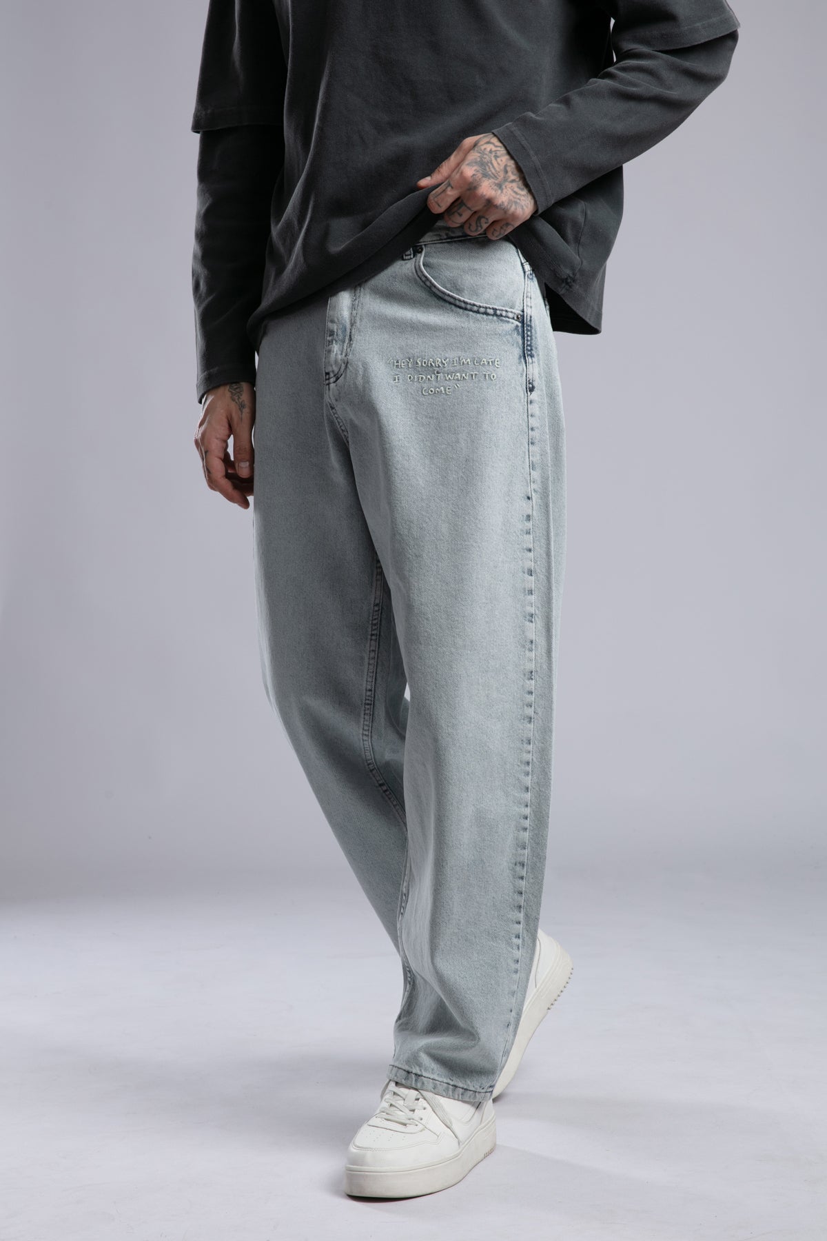 Nakışlı Baggy Jean
