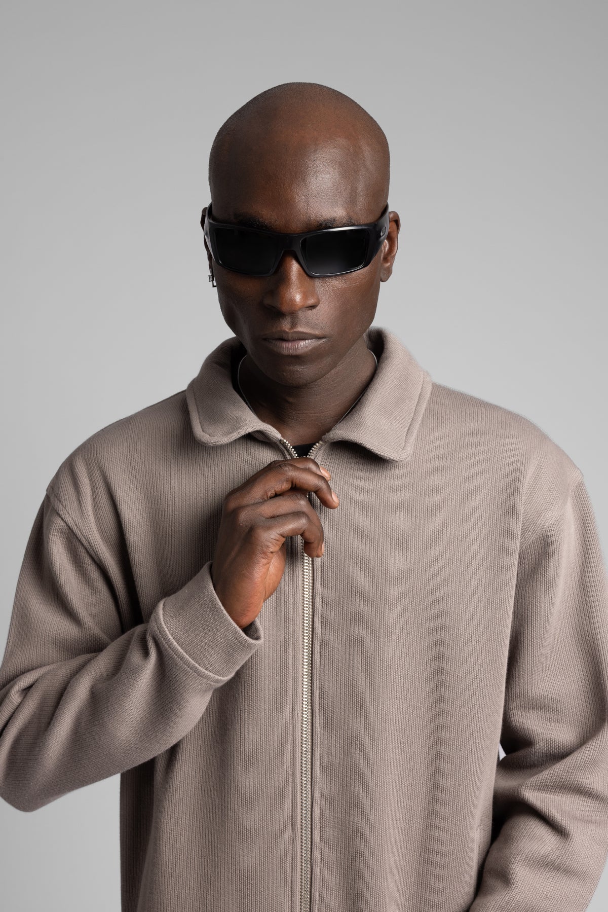 Diyagonal Fermuarlı Ceket