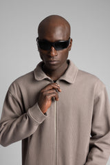 Diyagonal Fermuarlı Ceket