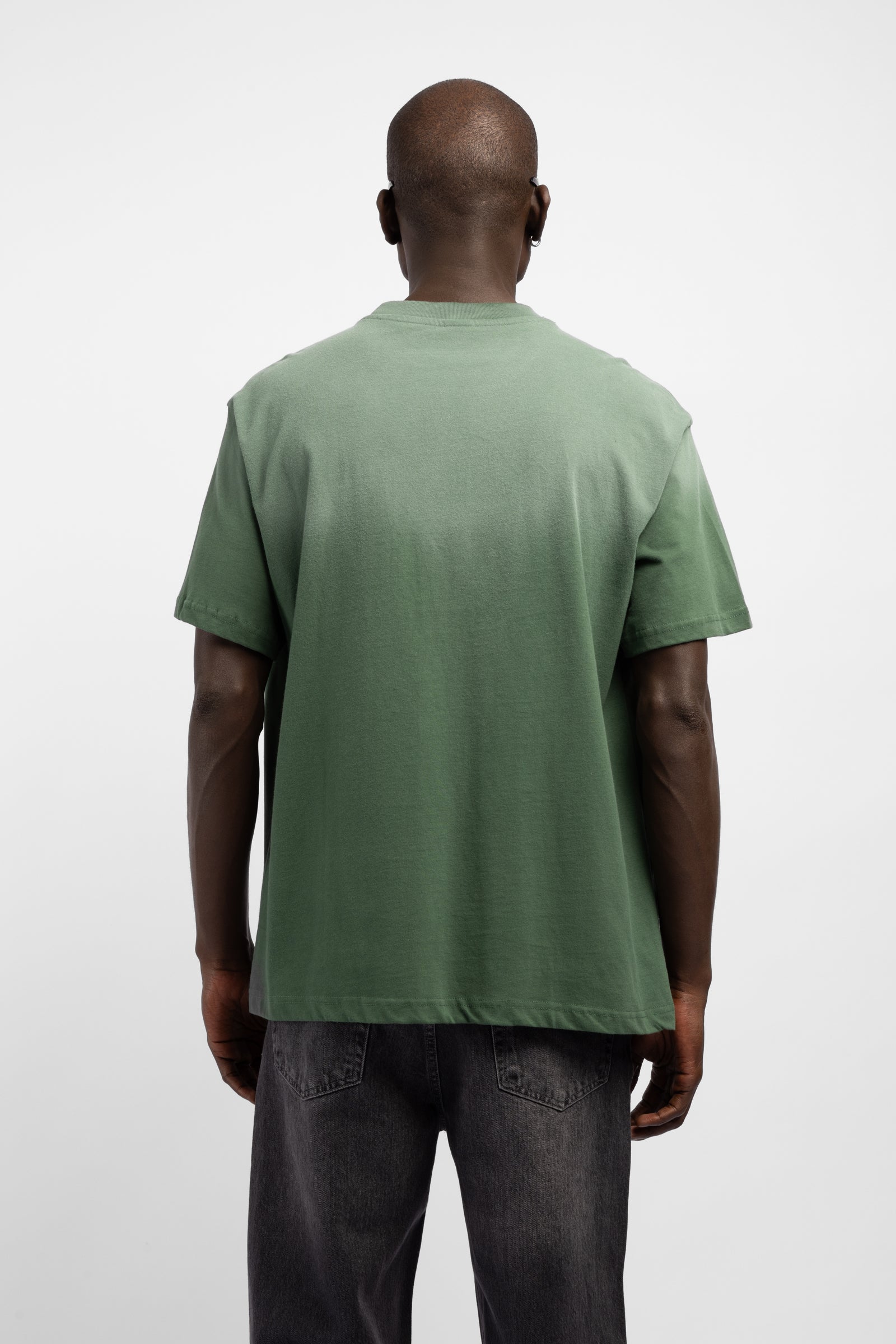 Degrade Yıkamalı Logo Baskılı T-Shirt