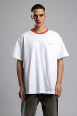 Oversize Kontrast Yakalı Baskılı T-shirt