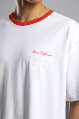 Oversize Kontrast Yakalı Baskılı T-shirt