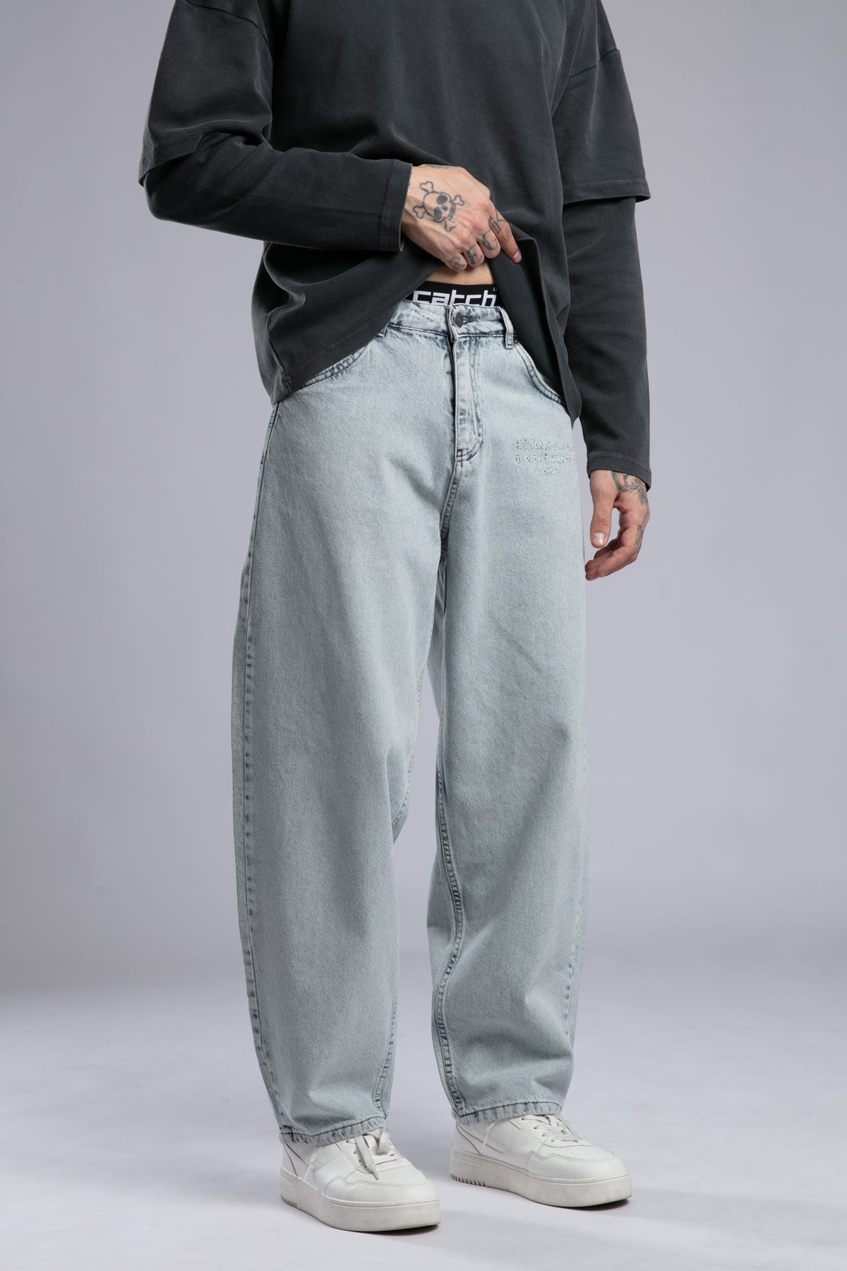 Nakışlı Baggy Jean