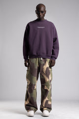 Micro Yazı Baskı Detaylı Oversize Sweatshirt