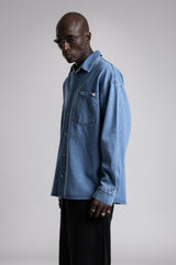 Metal Snap Düğmeli Denim Gömlek