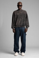 Nakışlı Yıkamalı Sweatshirt