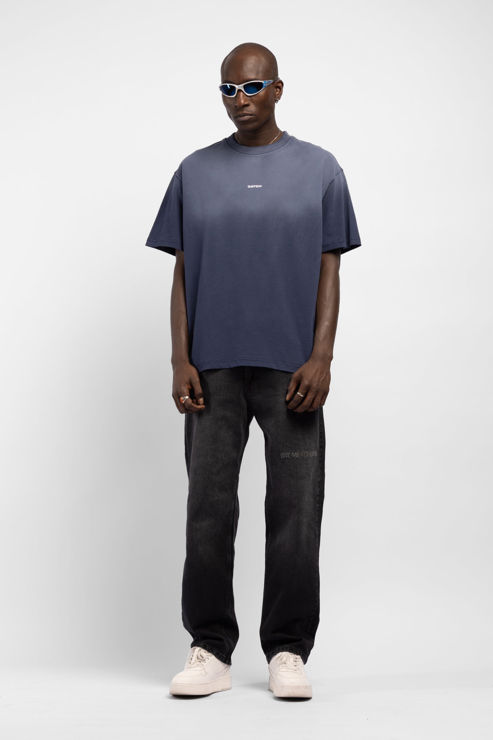 Degrade Yıkamalı Logo Baskılı T-Shirt