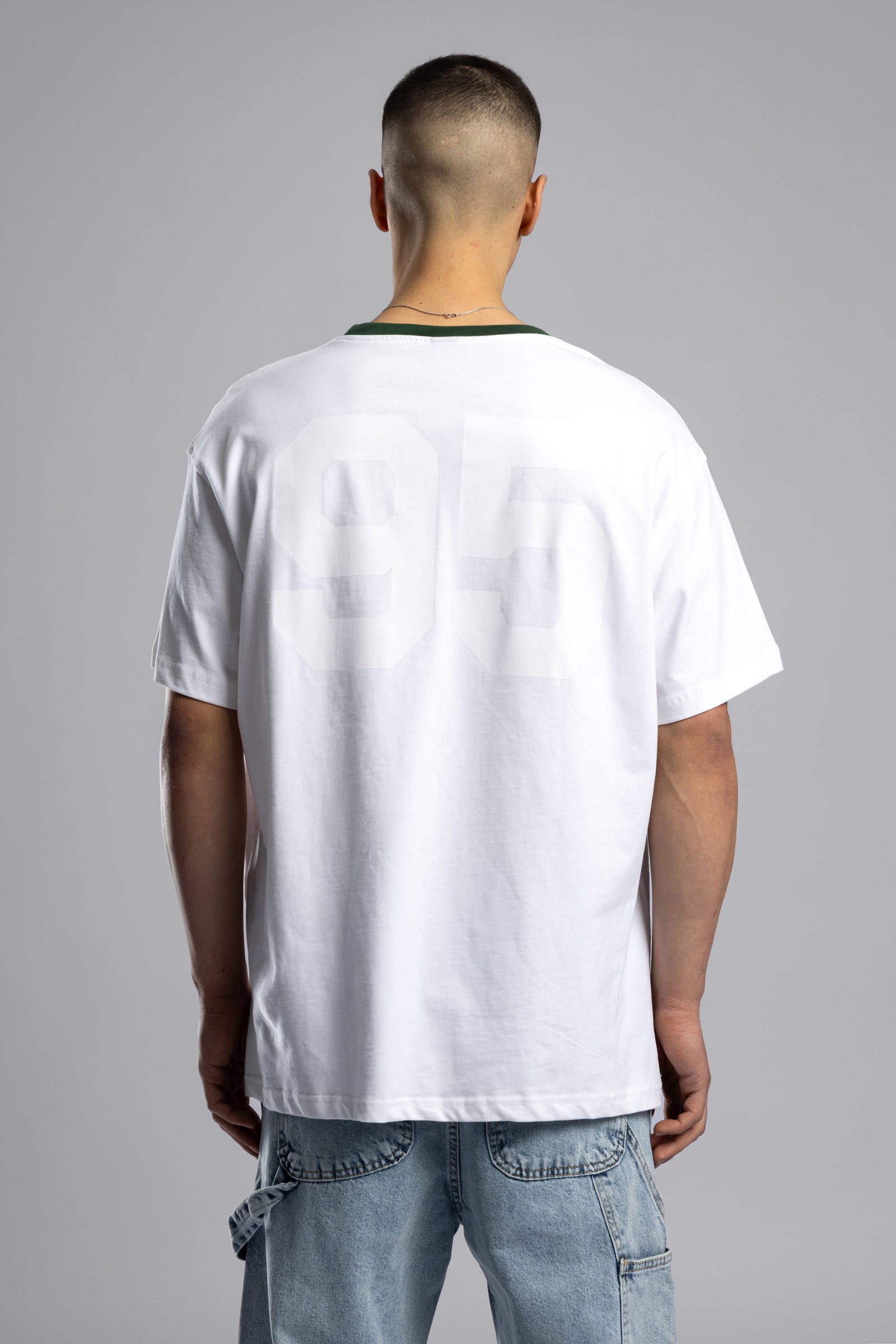 Oversize Kontrast Yakalı Baskılı T-shirt