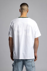Oversize Kontrast Yakalı Baskılı T-shirt