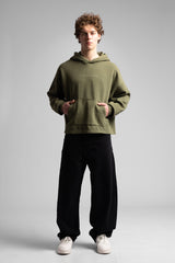 Minimal Yazı Detaylı Kapüşonlu Sweatshirt