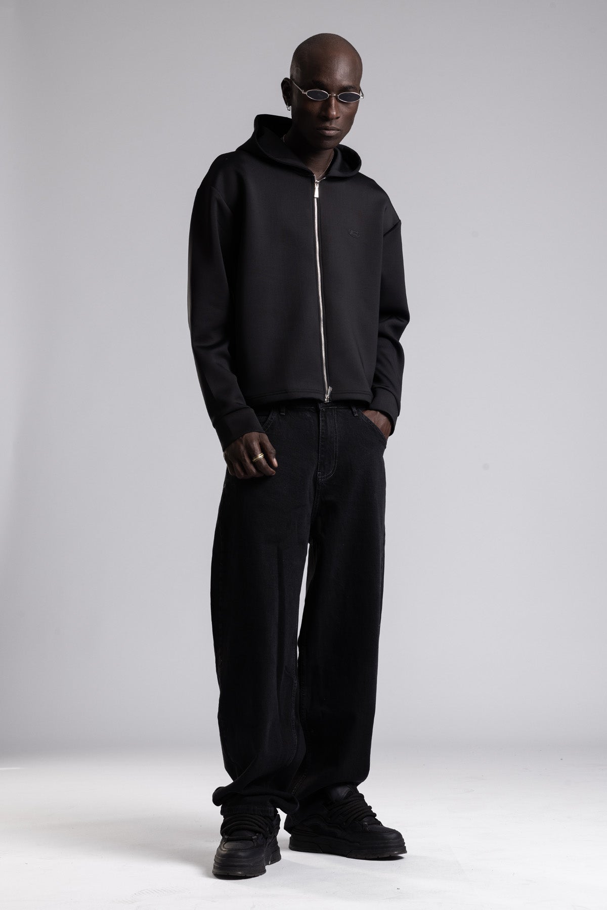 Çift Yön Fermuarlı Kapüşonlu Sweatshirt