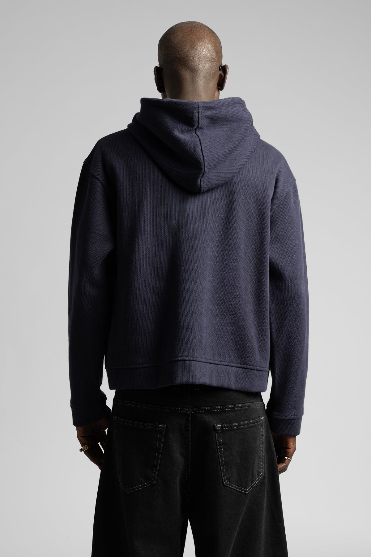 Diyagonal Kapüşonlu Fermuarlı Sweatshirt