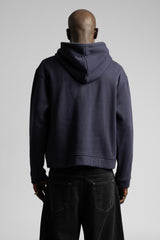 Diyagonal Kapüşonlu Fermuarlı Sweatshirt