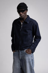 Tonal Nakış Yazı Detaylı Denim Ceket