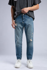 Yırtık Detaylı Yıkamalı Straight Fit Jean