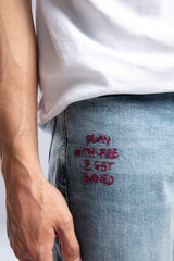 Nakışlı Straight Fit Jean