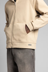 Diyagonal Dokulu Fermuarlı Kapüşonlu Sweatshirt