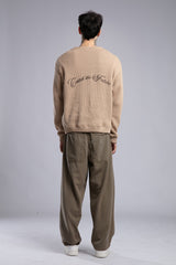 Arka Nakışlı Triko Kazak