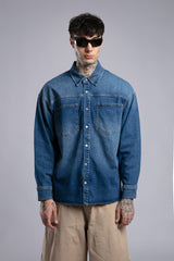 Arka Baskı Detaylı Denim Gömlek