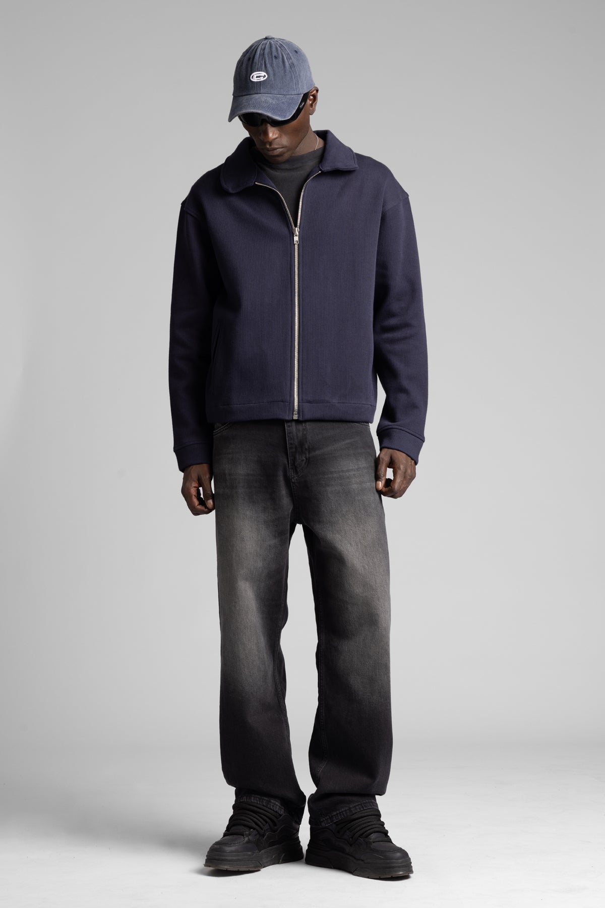 Diyagonal Fermuarlı Ceket