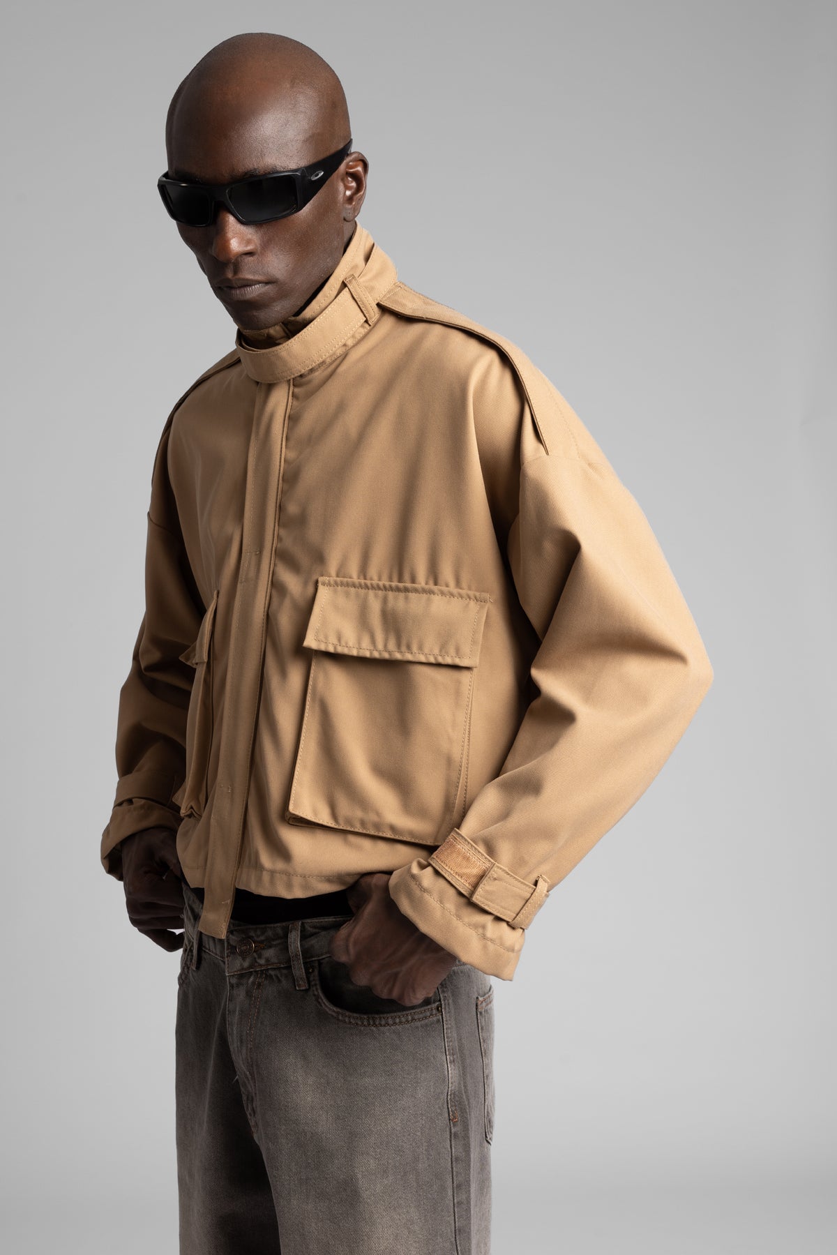 Şerit Detaylı Utility Denim Ceket