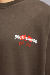 Oversize “Brotherhood” Baskılı T-shirt