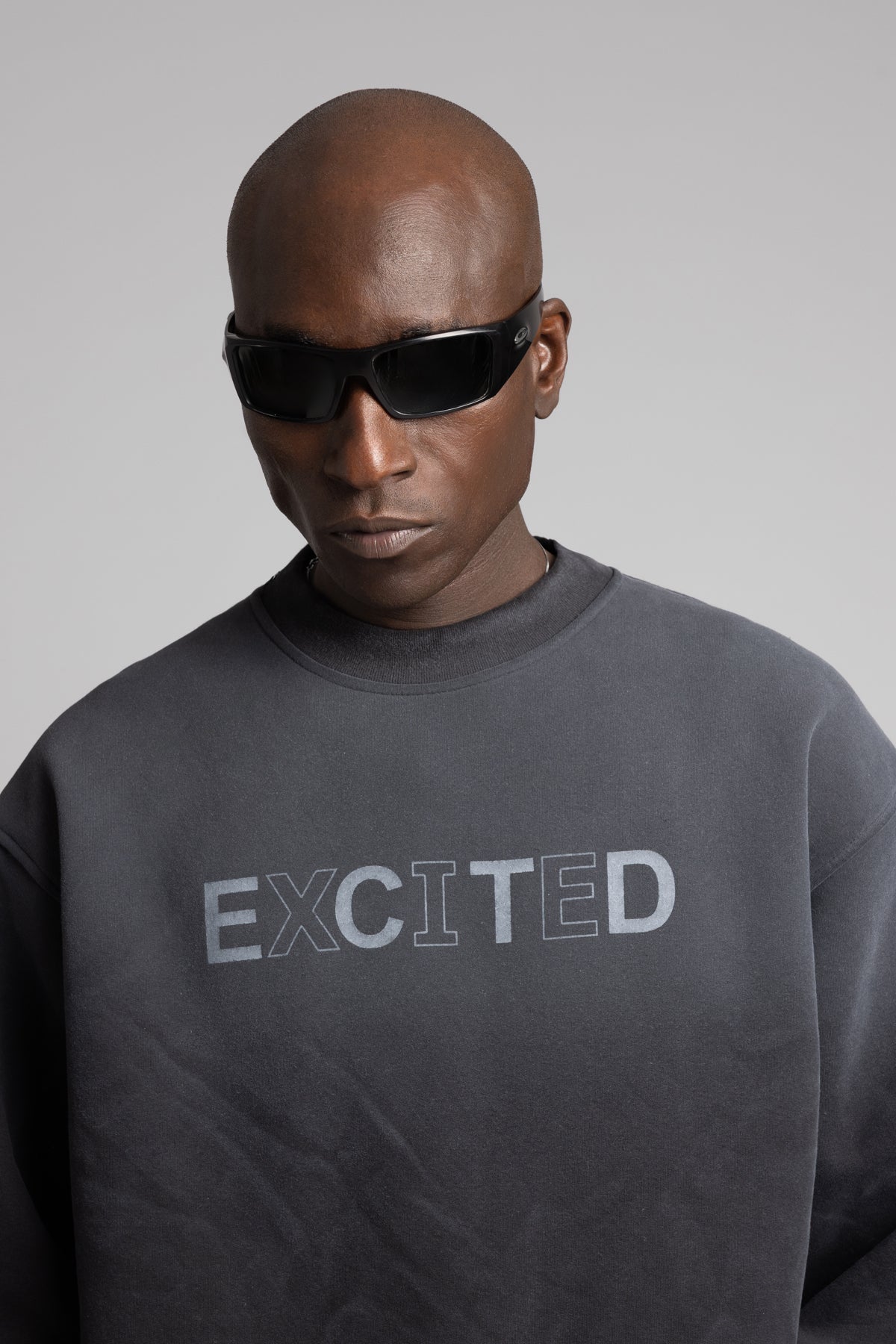 Excited Yazılı Yıkamalı Sweatshirt