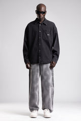 Metal Yazı Ve Snap Düğmeli Denim Gömlek