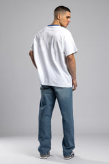 Oversize Kontrast Yakalı Baskılı T-shirt