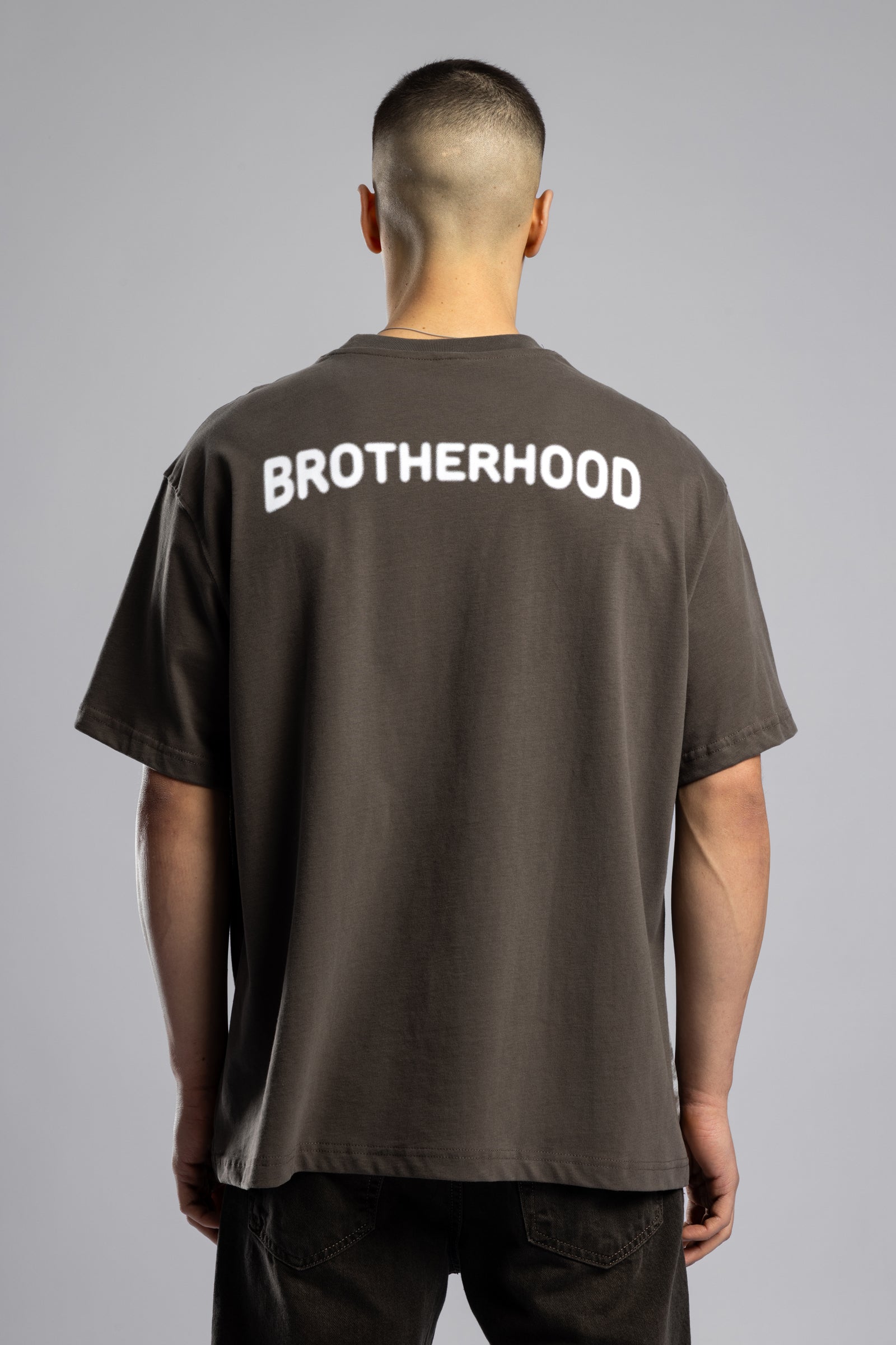 Oversize “Brotherhood” Baskılı T-shirt