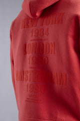 Kabartma Yazılı Fermuarlı Kapüşonlu Sweatshirt